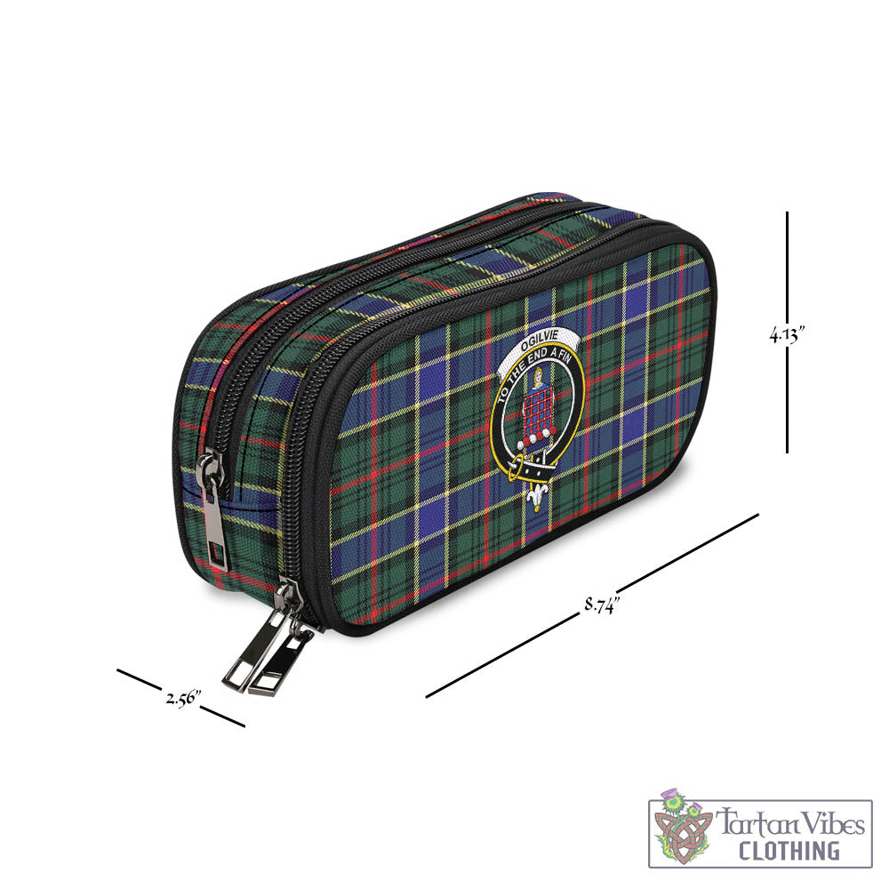 Tartan Vibes Clothing Ogilvie (Ogilvy) Hunting Modern Tartan Pen and Pencil Case with Family Crest