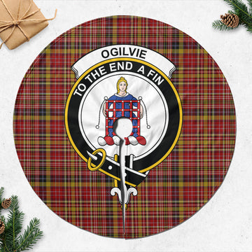 Ogilvie (Ogilvy) of Strathallan Tartan Christmas Tree Skirt with Family Crest