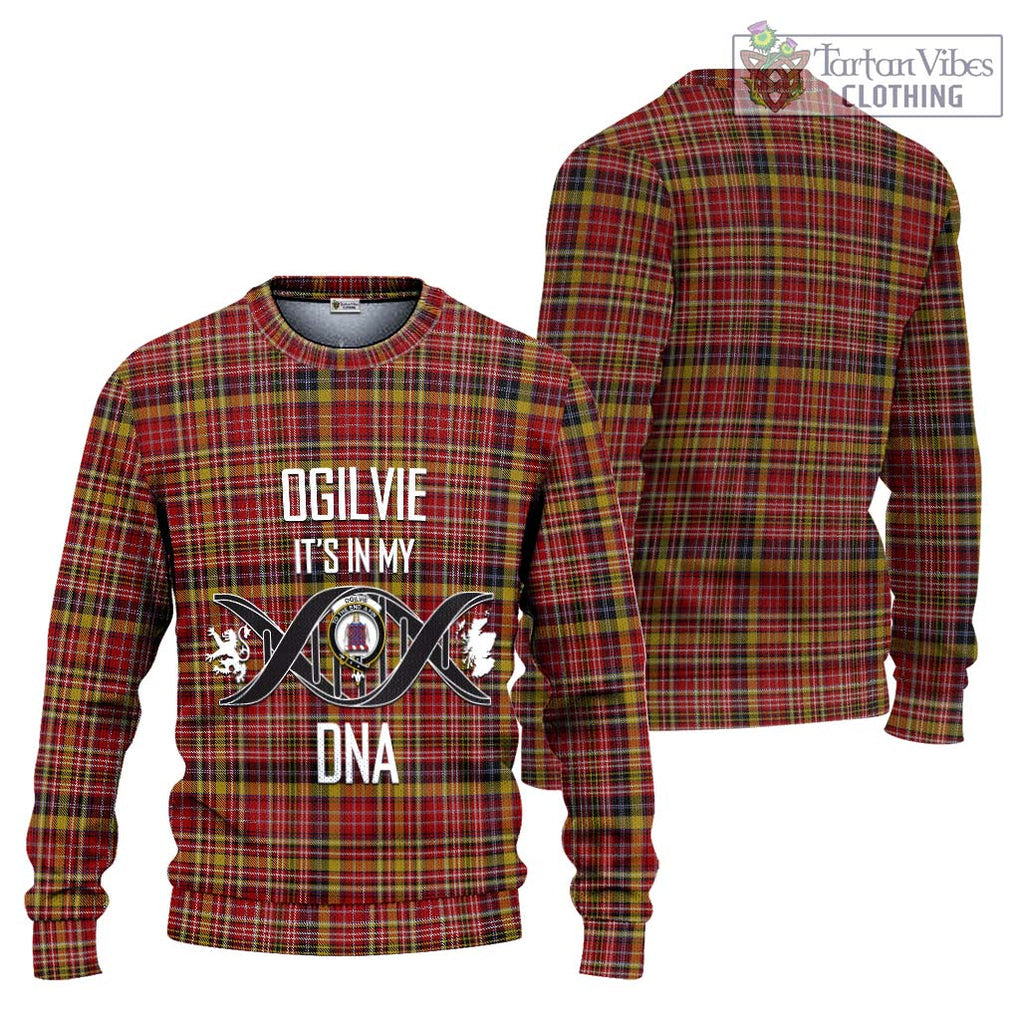 Ogilvie (Ogilvy) of Strathallan Tartan Knitted Sweater with Family Crest DNA In Me Style Unisex - Tartanvibesclothing Shop