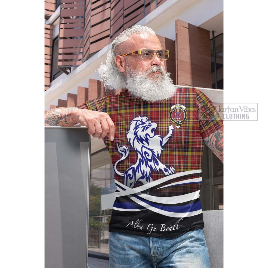 Tartan Vibes Clothing Ogilvie (Ogilvy) of Strathallan Tartan Cotton T-shirt with Alba Gu Brath Regal Lion Emblem