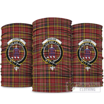 Ogilvie (Ogilvy) of Strathallan Tartan Neck Gaiters, Tartan Bandanas, Tartan Head Band with Family Crest