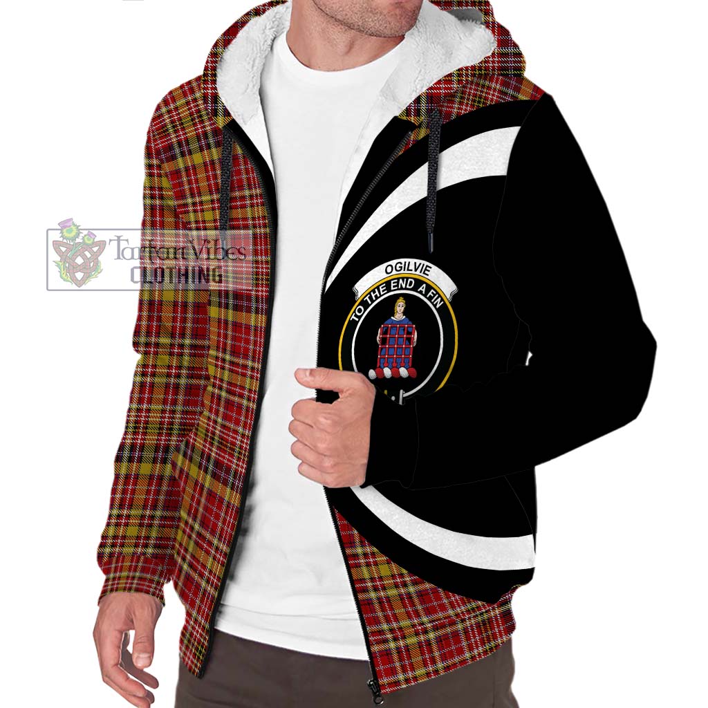 Ogilvie (Ogilvy) of Strathallan Tartan Sherpa Hoodie with Family Crest Circle Style Unisex S - Tartan Vibes Clothing