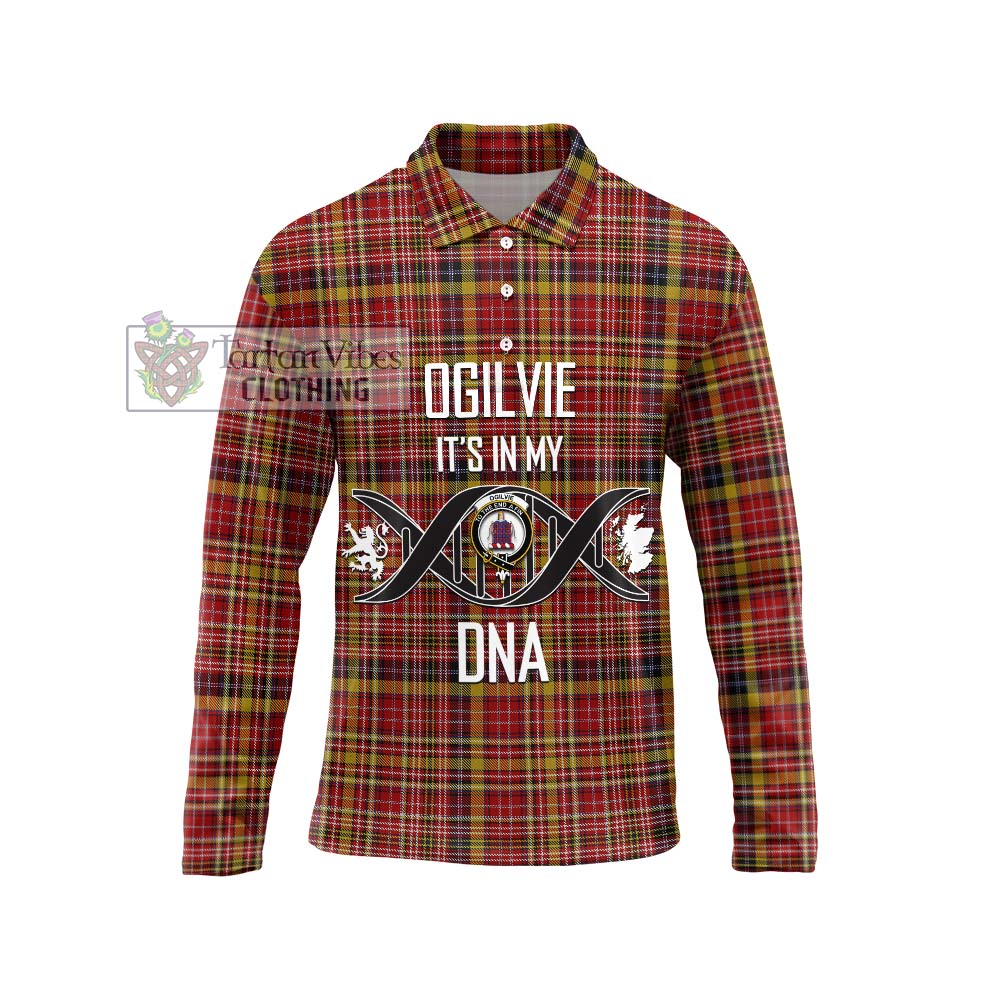 Ogilvie (Ogilvy) of Strathallan Tartan Long Sleeve Polo Shirt with Family Crest DNA In Me Style Unisex - Tartanvibesclothing Shop