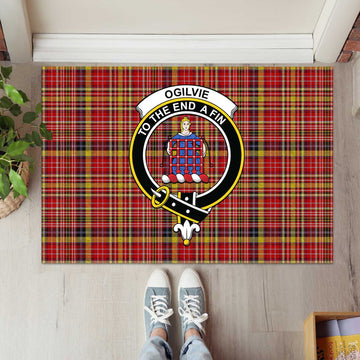 Ogilvie (Ogilvy) of Strathallan Tartan Door Mat with Family Crest