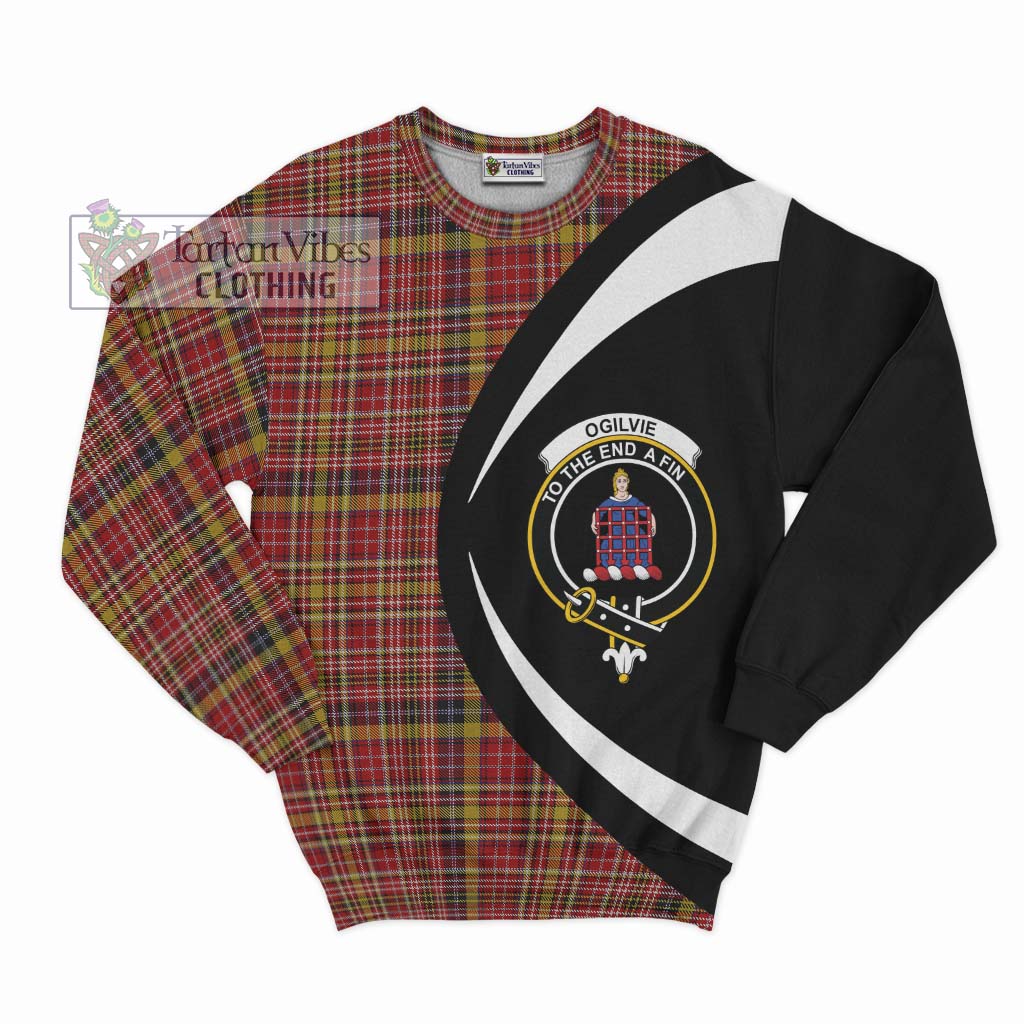 Ogilvie (Ogilvy) of Strathallan Tartan Sweatshirt with Family Crest Circle Style Unisex - Tartan Vibes Clothing