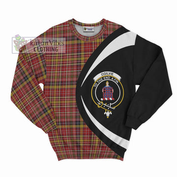 Ogilvie (Ogilvy) of Strathallan Tartan Sweatshirt with Family Crest Circle Style