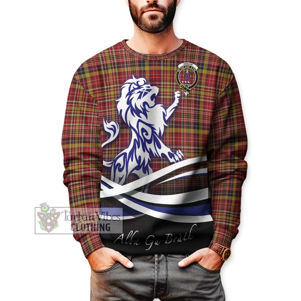 Ogilvie (Ogilvy) of Strathallan Tartan Sweatshirt with Alba Gu Brath Regal Lion Emblem Unisex - Tartanvibesclothing Shop