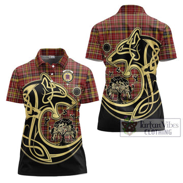 Ogilvie (Ogilvy) of Strathallan Tartan Women's Polo Shirt with Family Crest Celtic Wolf Style