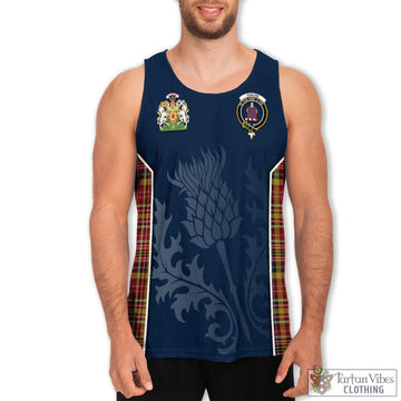 Ogilvie (Ogilvy) of Strathallan Tartan Men's Tanks Top with Family Crest and Scottish Thistle Vibes Sport Style