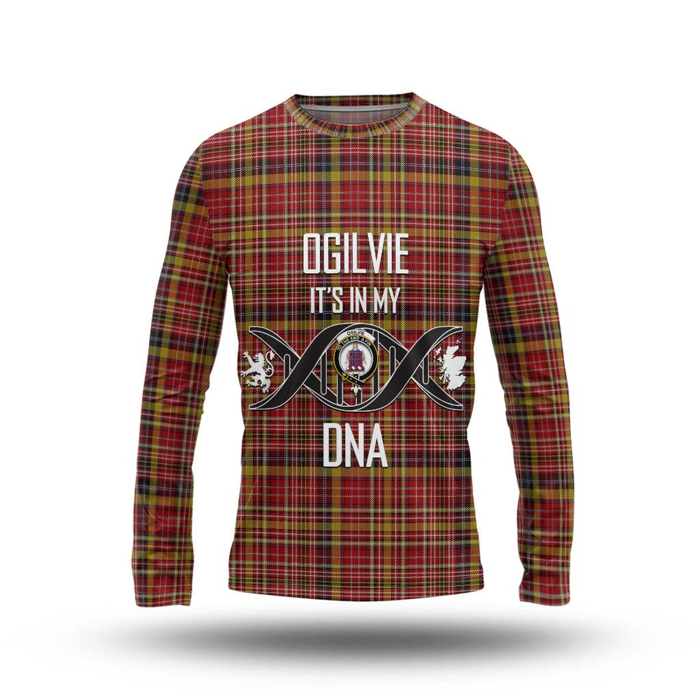 Ogilvie (Ogilvy) of Strathallan Tartan Long Sleeve T-Shirt with Family Crest DNA In Me Style Unisex - Tartanvibesclothing Shop