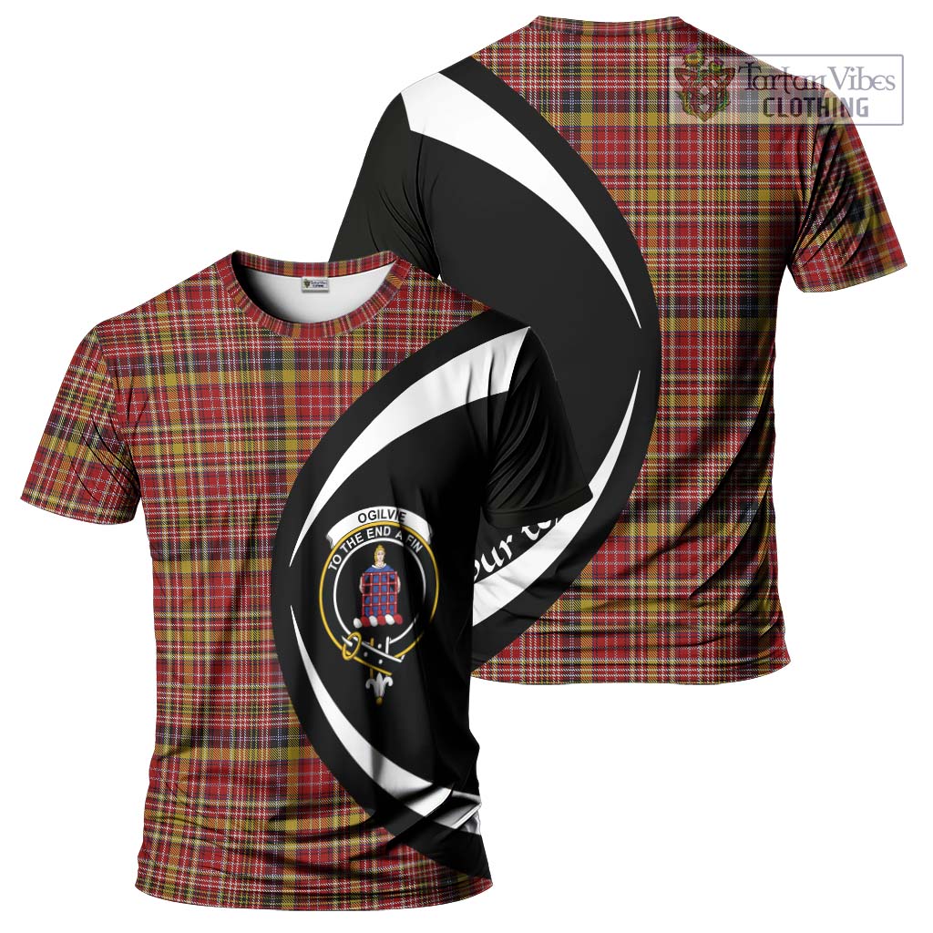 Tartan Vibes Clothing Ogilvie (Ogilvy) of Strathallan Tartan T-Shirt with Family Crest Circle Style