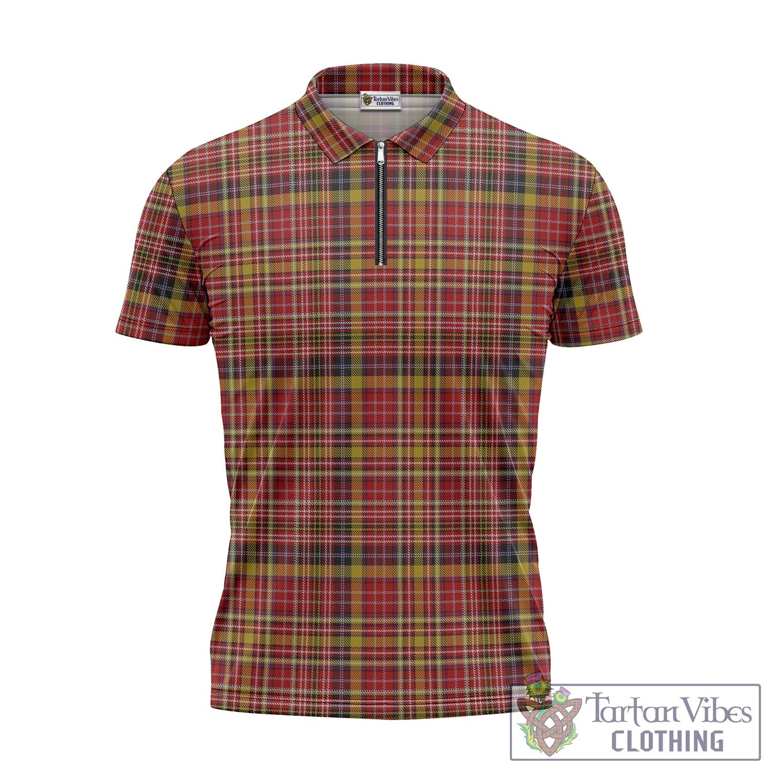 Tartan Vibes Clothing Ogilvie (Ogilvy) of Strathallan Tartan Zipper Polo Shirt