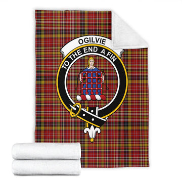 Ogilvie (Ogilvy) of Strathallan Tartan Blanket with Family Crest