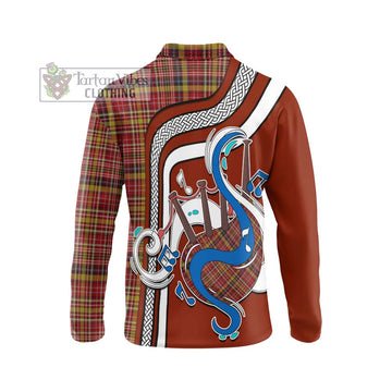 Ogilvie (Ogilvy) of Strathallan Tartan Long Sleeve Polo Shirt with Epic Bagpipe Style