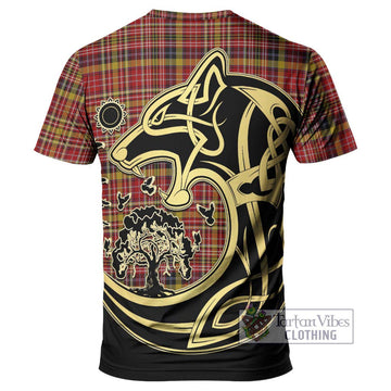 Ogilvie (Ogilvy) of Strathallan Tartan T-Shirt with Family Crest Celtic Wolf Style