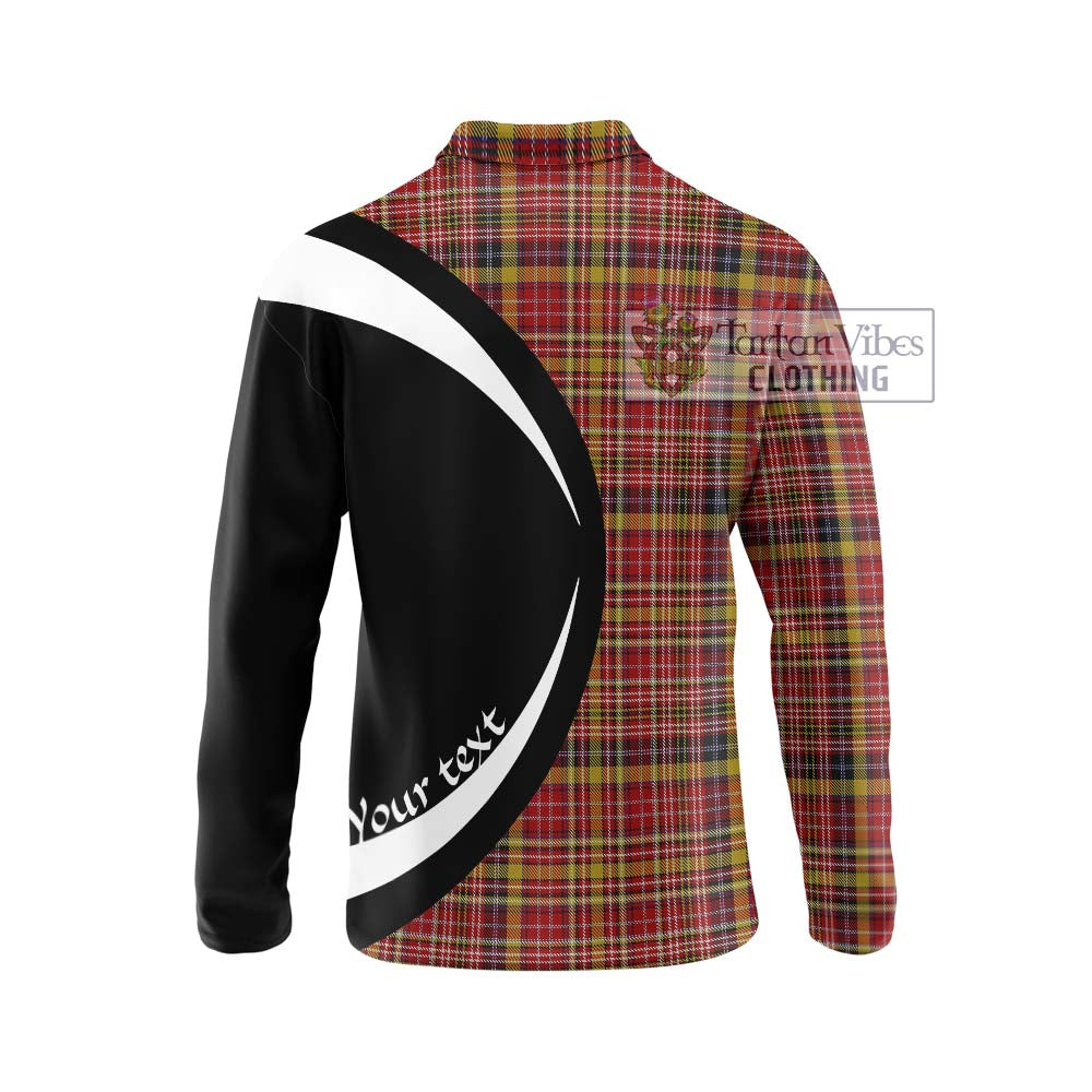 Ogilvie (Ogilvy) of Strathallan Tartan Long Sleeve Polo Shirt with Family Crest Circle Style - Tartan Vibes Clothing