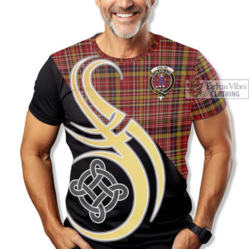 Ogilvie (Ogilvy) of Strathallan Tartan T-Shirt with Family Crest and Celtic Symbol Style