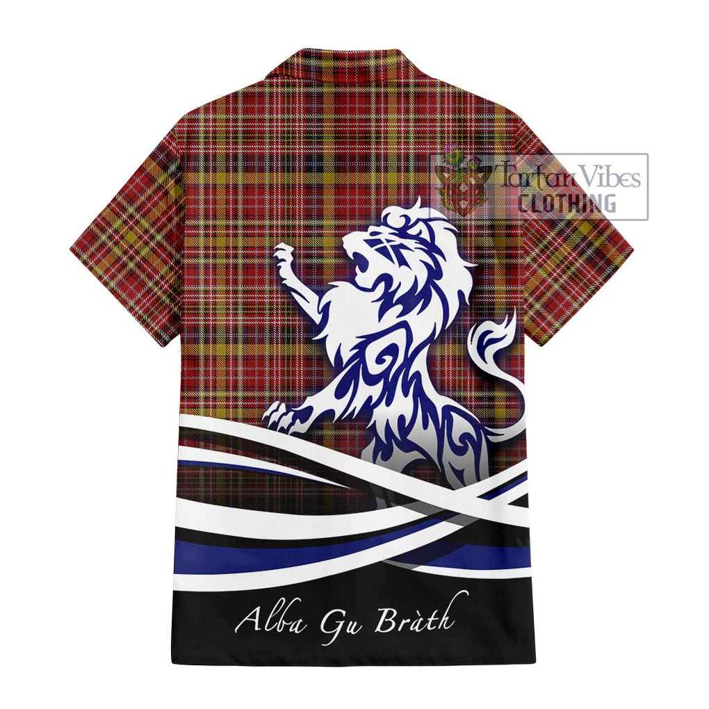 Ogilvie (Ogilvy) of Strathallan Tartan Short Sleeve Button Shirt with Alba Gu Brath Regal Lion Emblem - Tartanvibesclothing Shop