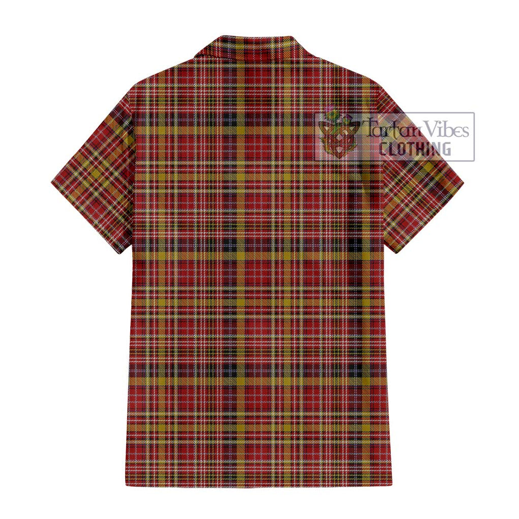 Ogilvie (Ogilvy) of Strathallan Tartan Short Sleeve Button Shirt with Family Crest DNA In Me Style - Tartanvibesclothing Shop