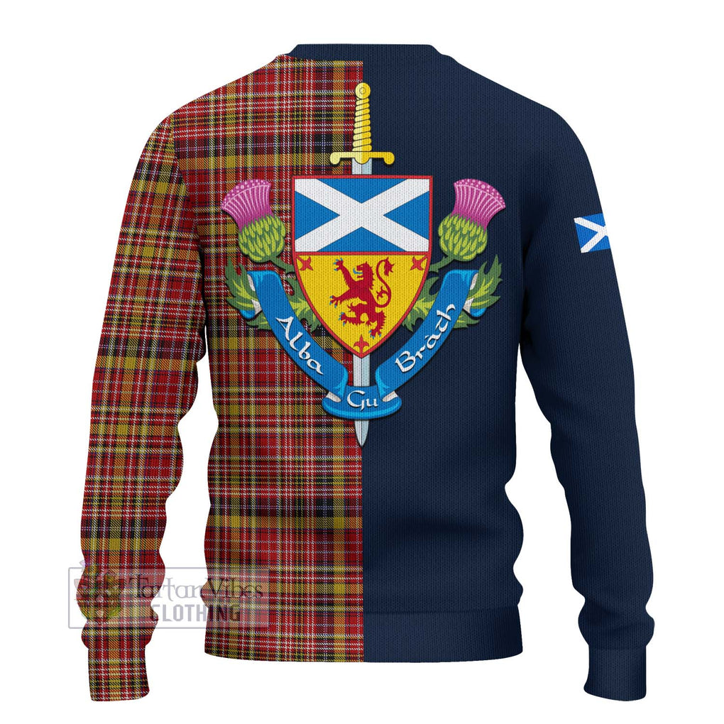 Tartan Vibes Clothing Ogilvie (Ogilvy) of Strathallan Tartan Knitted Sweater with Scottish Lion Royal Arm Half Style