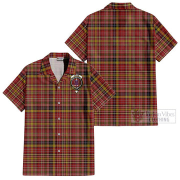 Ogilvie (Ogilvy) of Strathallan Tartan Cotton Hawaiian Shirt with Family Crest