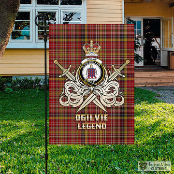 Ogilvie (Ogilvy) of Strathallan Tartan Flag with Clan Crest and the Golden Sword of Courageous Legacy