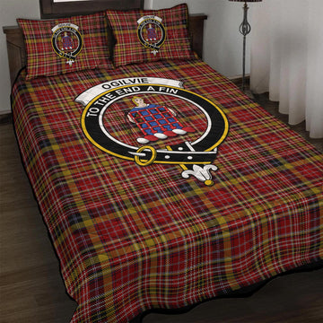 Ogilvie (Ogilvy) of Strathallan Tartan Quilt Bed Set with Family Crest