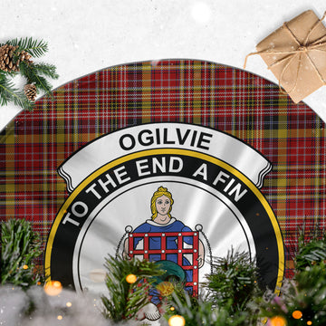 Ogilvie (Ogilvy) of Strathallan Tartan Christmas Tree Skirt with Family Crest