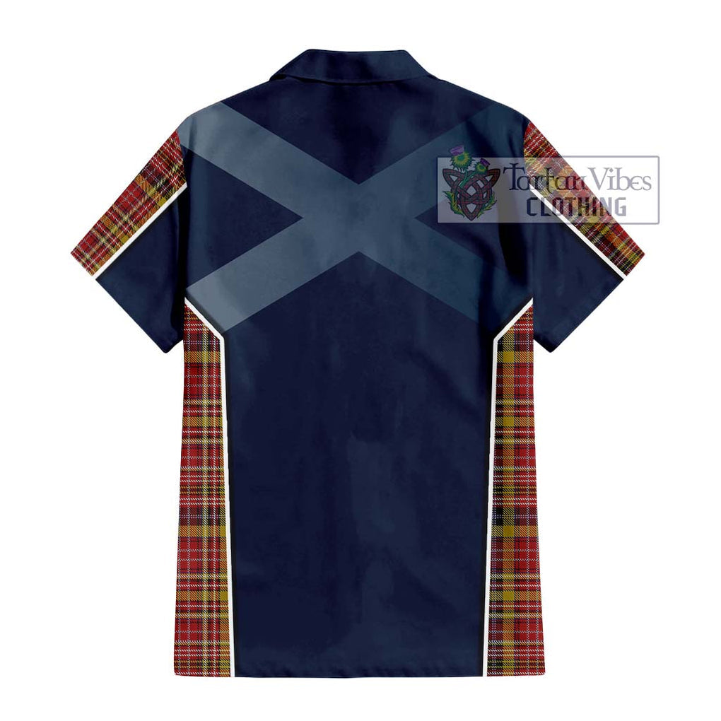 Ogilvie (Ogilvy) of Strathallan Tartan Short Sleeve Button Shirt with Family Crest and Lion Rampant Vibes Sport Style - Tartan Vibes Clothing