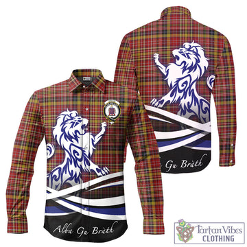 Ogilvie (Ogilvy) of Strathallan Tartan Long Sleeve Button Up Shirt with Alba Gu Brath Regal Lion Emblem