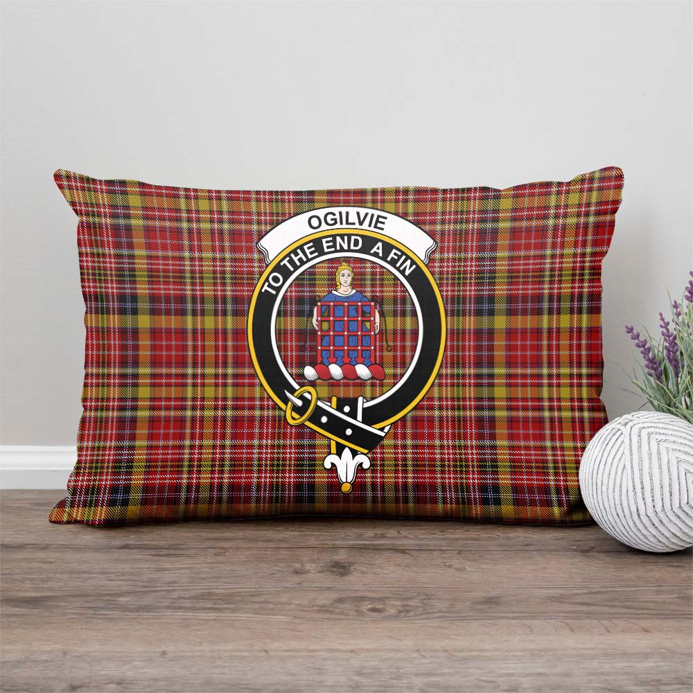 Ogilvie (Ogilvy) of Strathallan Tartan Pillow Cover with Family Crest Rectangle Pillow Cover - Tartanvibesclothing