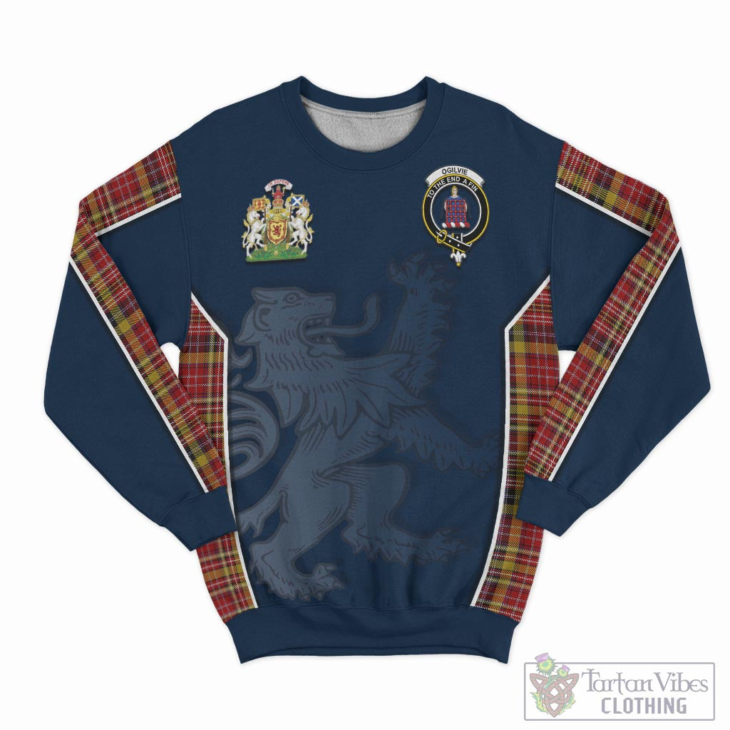 Tartan Vibes Clothing Ogilvie (Ogilvy) of Strathallan Tartan Sweater with Family Crest and Lion Rampant Vibes Sport Style