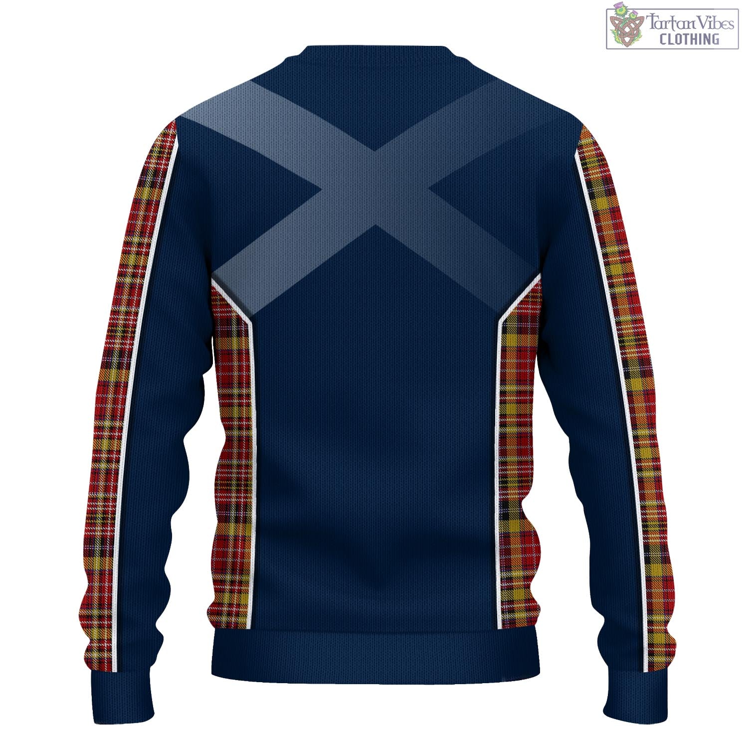 Tartan Vibes Clothing Ogilvie (Ogilvy) of Strathallan Tartan Knitted Sweatshirt with Family Crest and Scottish Thistle Vibes Sport Style