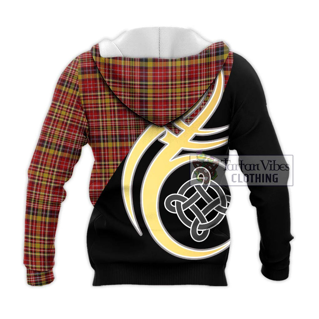 Ogilvie (Ogilvy) of Strathallan Tartan Knitted Hoodie with Family Crest and Celtic Symbol Style - Tartan Vibes Clothing