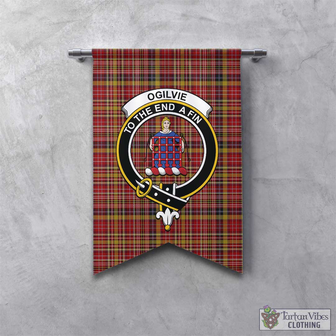 Tartan Vibes Clothing Ogilvie (Ogilvy) of Strathallan Tartan Gonfalon, Tartan Banner with Family Crest