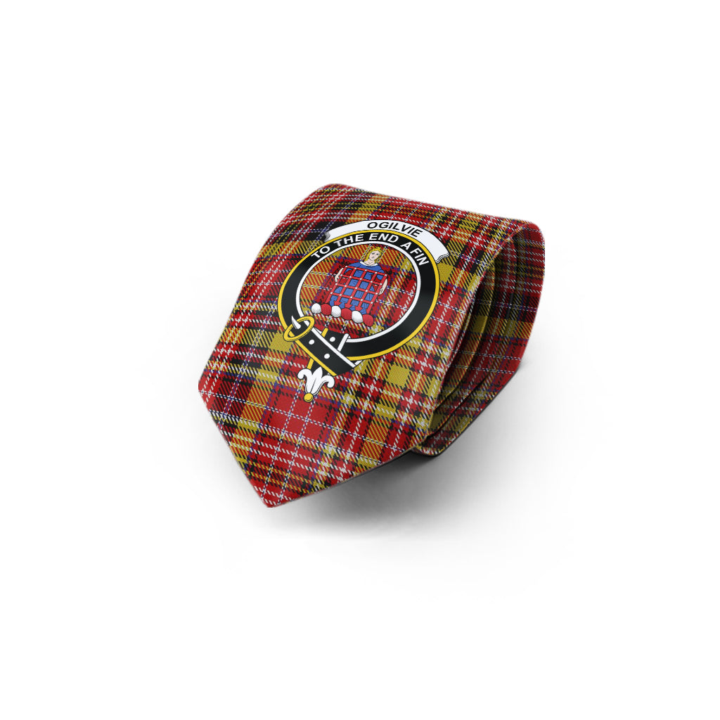 Ogilvie (Ogilvy) of Strathallan Tartan Classic Necktie with Family Crest - Tartan Vibes Clothing