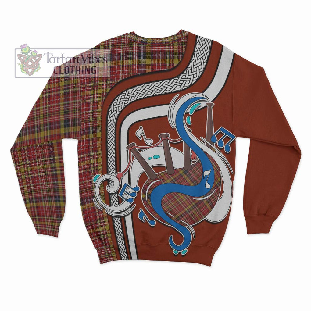 Tartan Vibes Clothing Ogilvie (Ogilvy) of Strathallan Tartan Sweatshirt with Epic Bagpipe Style