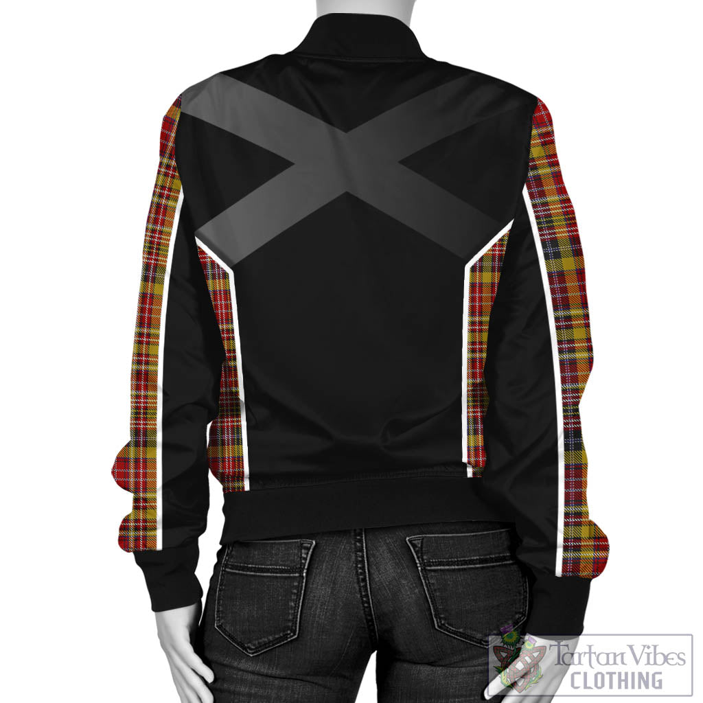 Tartan Vibes Clothing Ogilvie (Ogilvy) of Strathallan Tartan Bomber Jacket with Family Crest and Scottish Thistle Vibes Sport Style