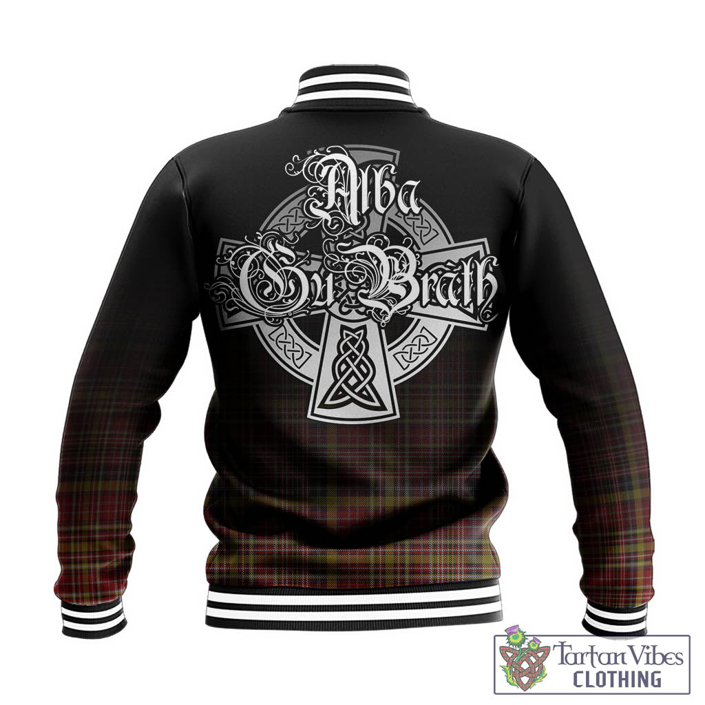 Tartan Vibes Clothing Ogilvie (Ogilvy) of Strathallan Tartan Baseball Jacket Featuring Alba Gu Brath Family Crest Celtic Inspired