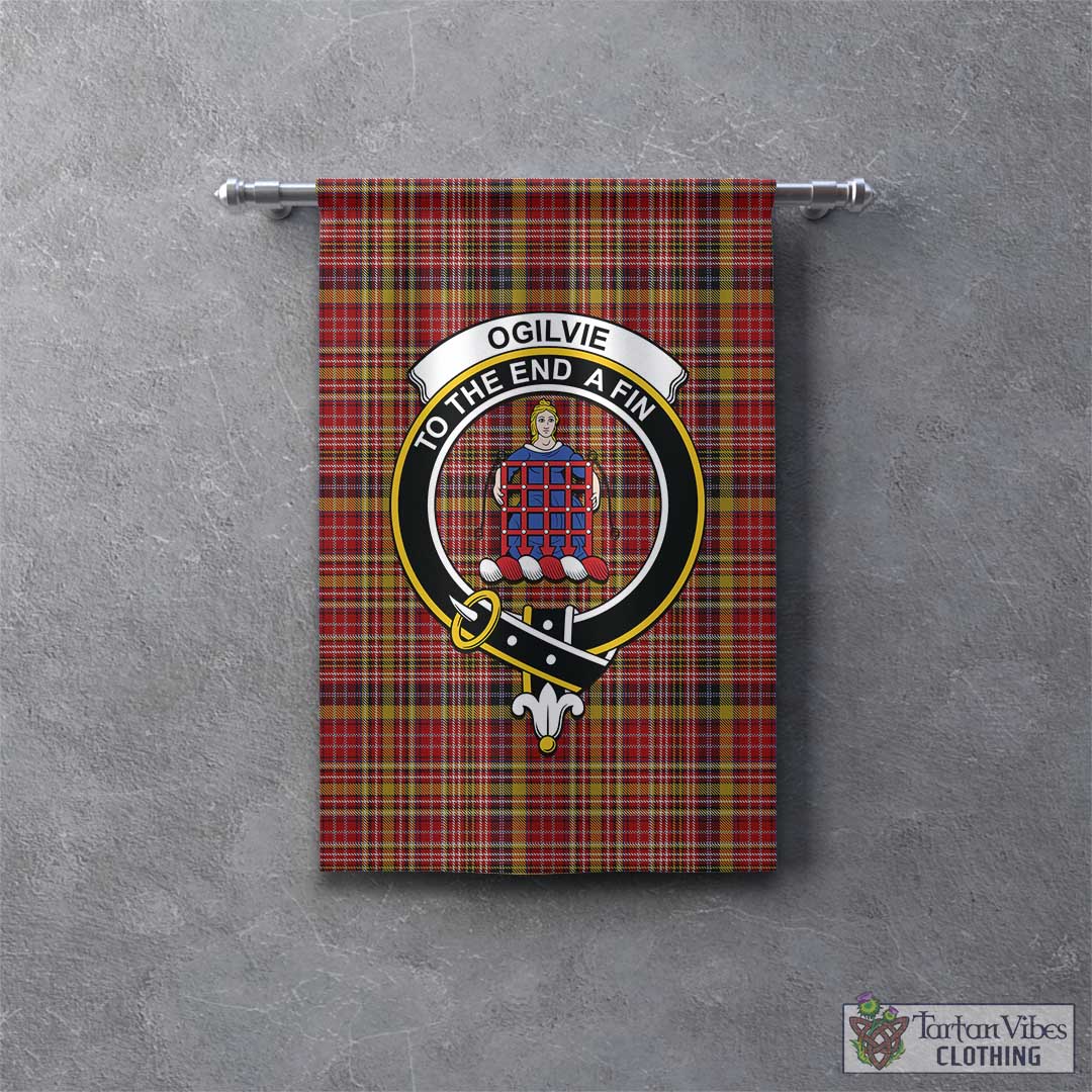 Tartan Vibes Clothing Ogilvie (Ogilvy) of Strathallan Tartan Gonfalon, Tartan Banner with Family Crest