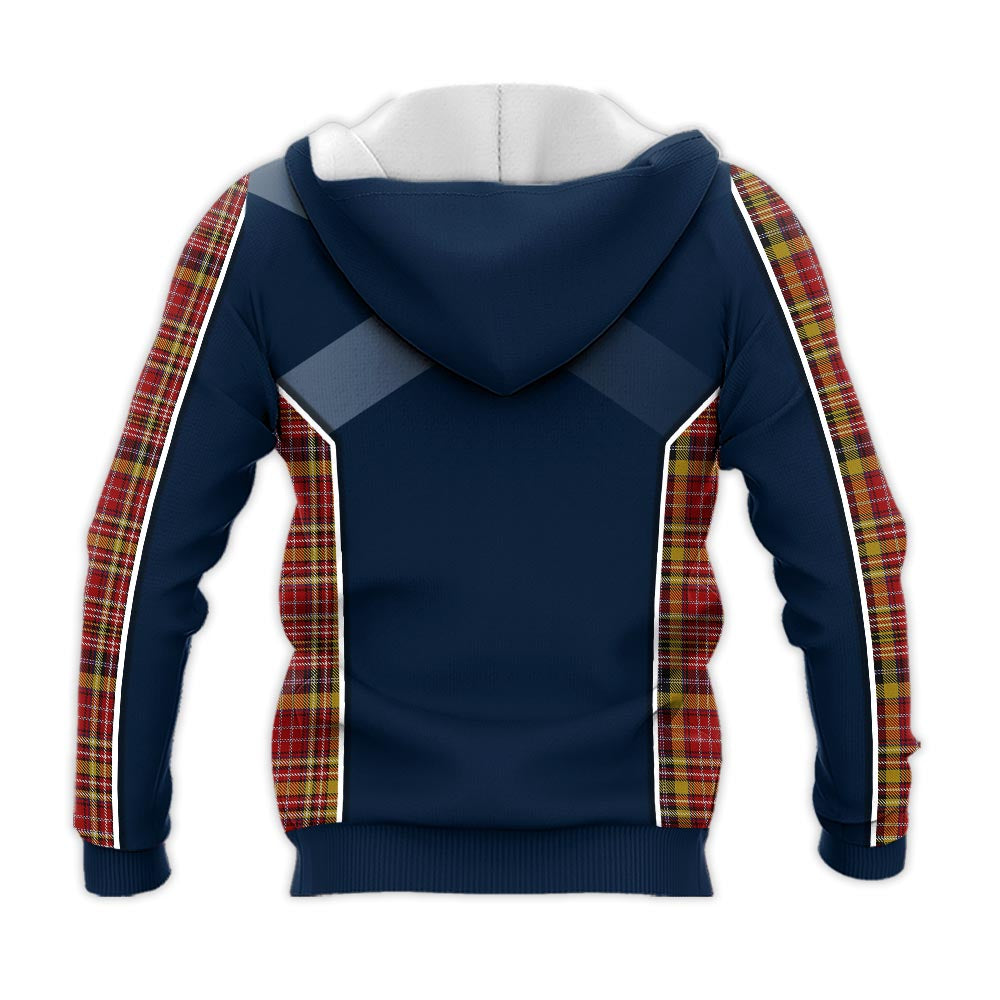 Tartan Vibes Clothing Ogilvie (Ogilvy) of Strathallan Tartan Knitted Hoodie with Family Crest and Scottish Thistle Vibes Sport Style