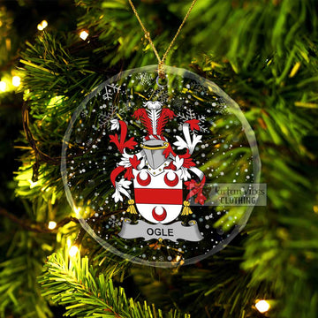 Ogle Irish Clan Christmas Glass Ornament with Coat of Arms Transparent Glass Circle - 2D-tartanvibesclothing