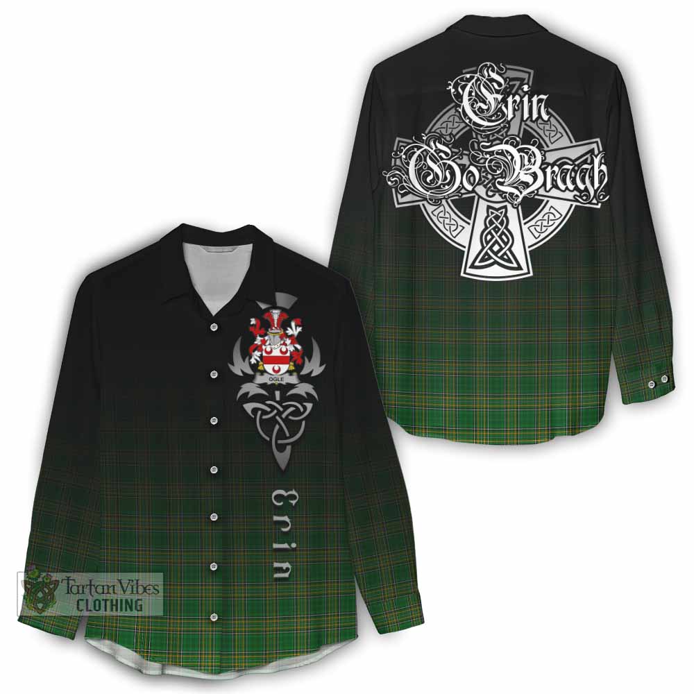 Ogle Irish Clan Women's Casual Shirt with Coat of Arms Erin Go Bragh Celtic Inspired - Tartan Vibes Clothing