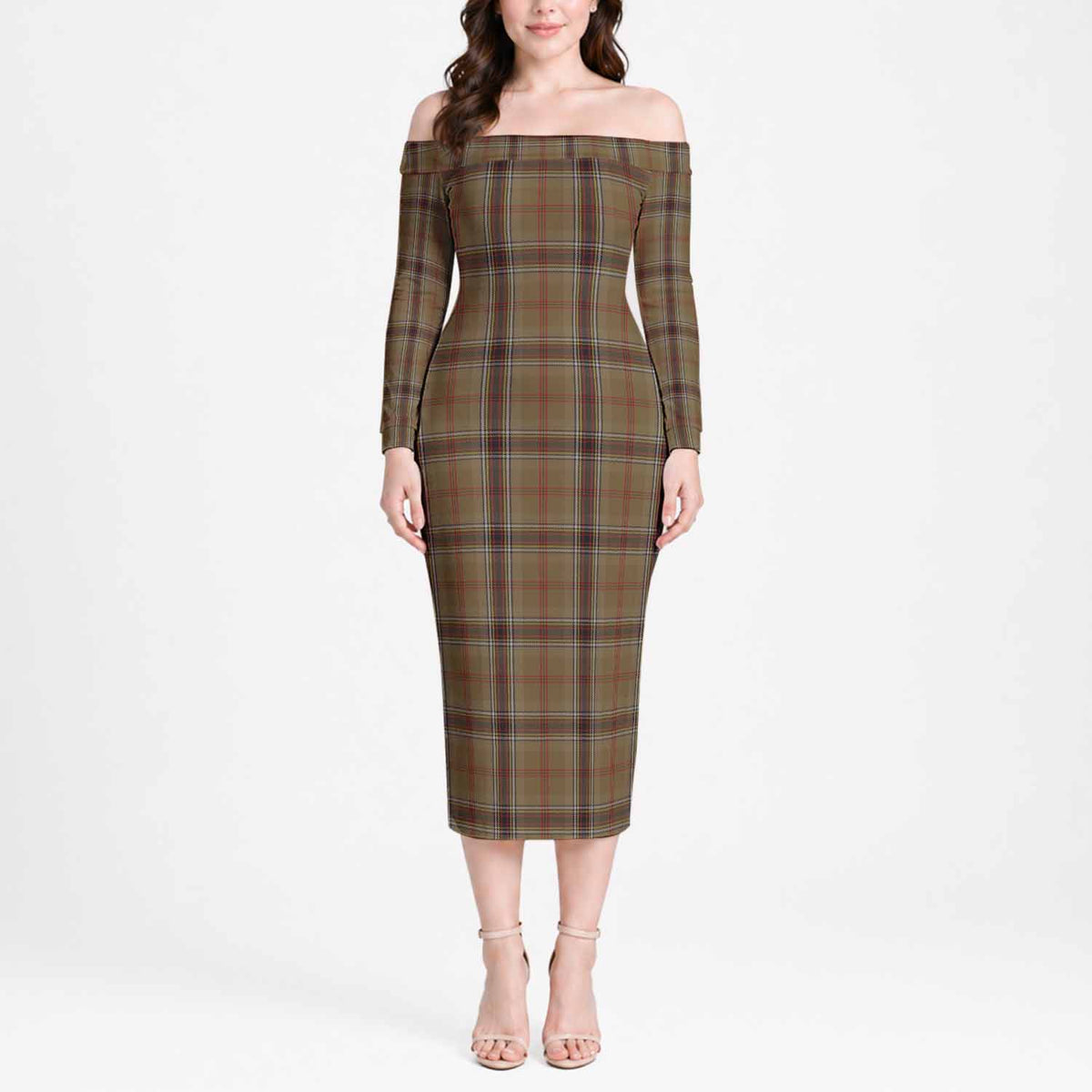 O'Keefe Tartan Off Shoulder Lady Dress Women's Dress - Tartan Vibes Clothing