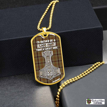 O'Keefe Tartan Dog Tag Necklace Viking Mjolnir Style Gold No - Tartan Vibes Clothing