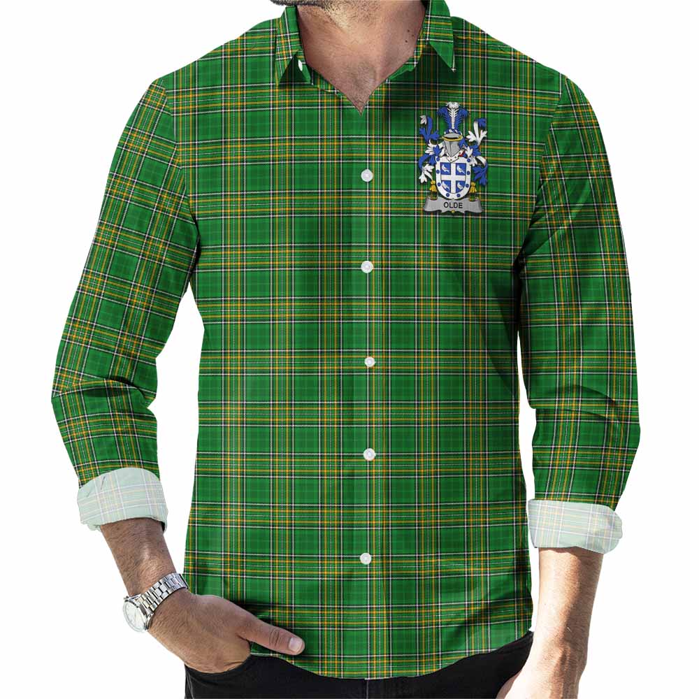 Olde Irish Clan Tartan Long Sleeve Button Up with Coat of Arms Men's Shirt - Tartan Vibes Clothing