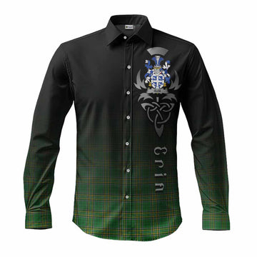 Olde Irish Clan Long Sleeve Button Shirt with Coat of Arms Erin Go Bragh Celtic Inspired Men's Shirt S - Tartan Vibes Clothing