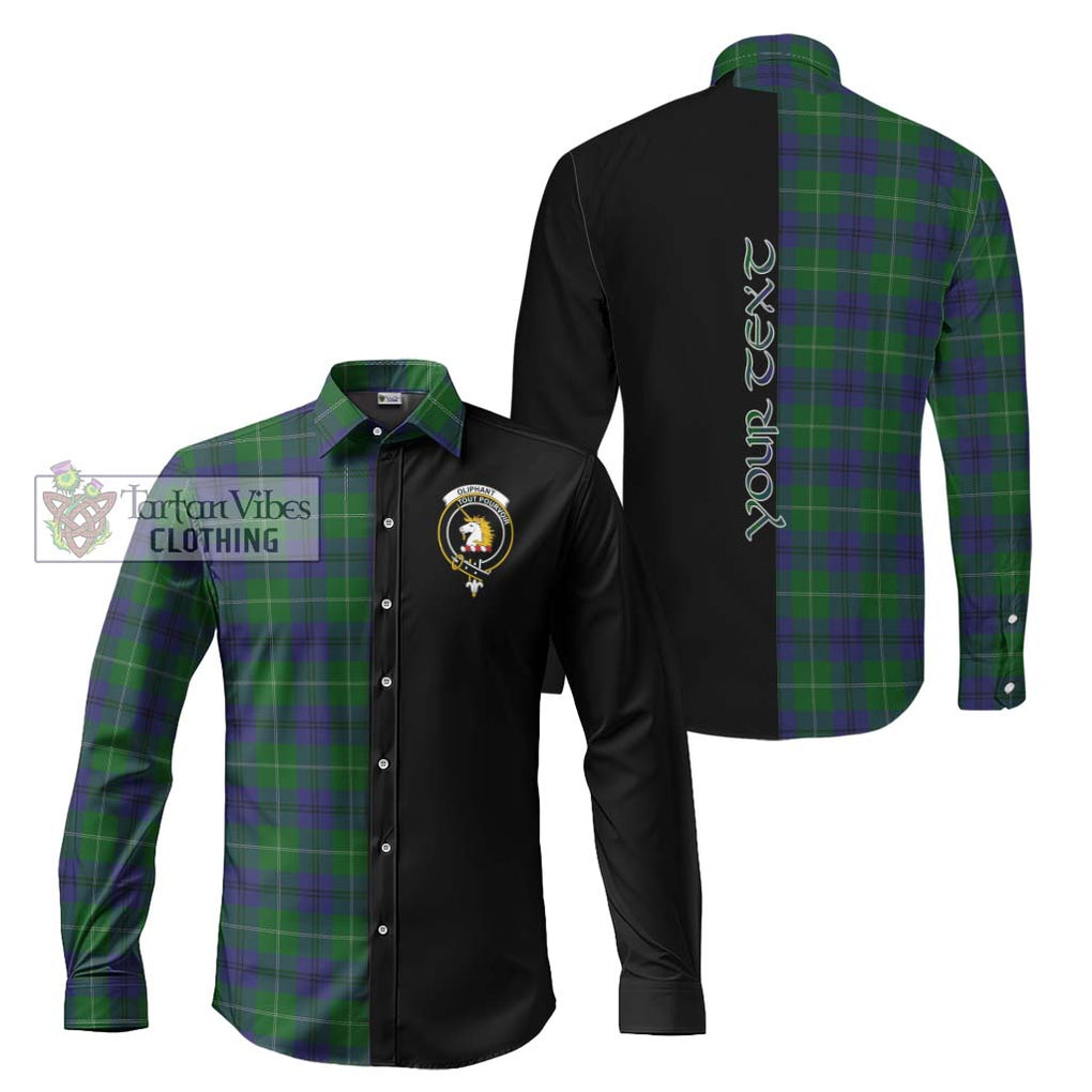 Oliphant Tartan Long Sleeve Button Shirt with Family Crest and Half Of Me Style Men's Shirt S - Tartanvibesclothing Shop