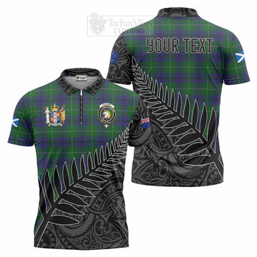 Oliphant Crest Tartan Zipper Polo Shirt with New Zealand Silver Fern Half Style Unisex - Tartan Vibes Clothing