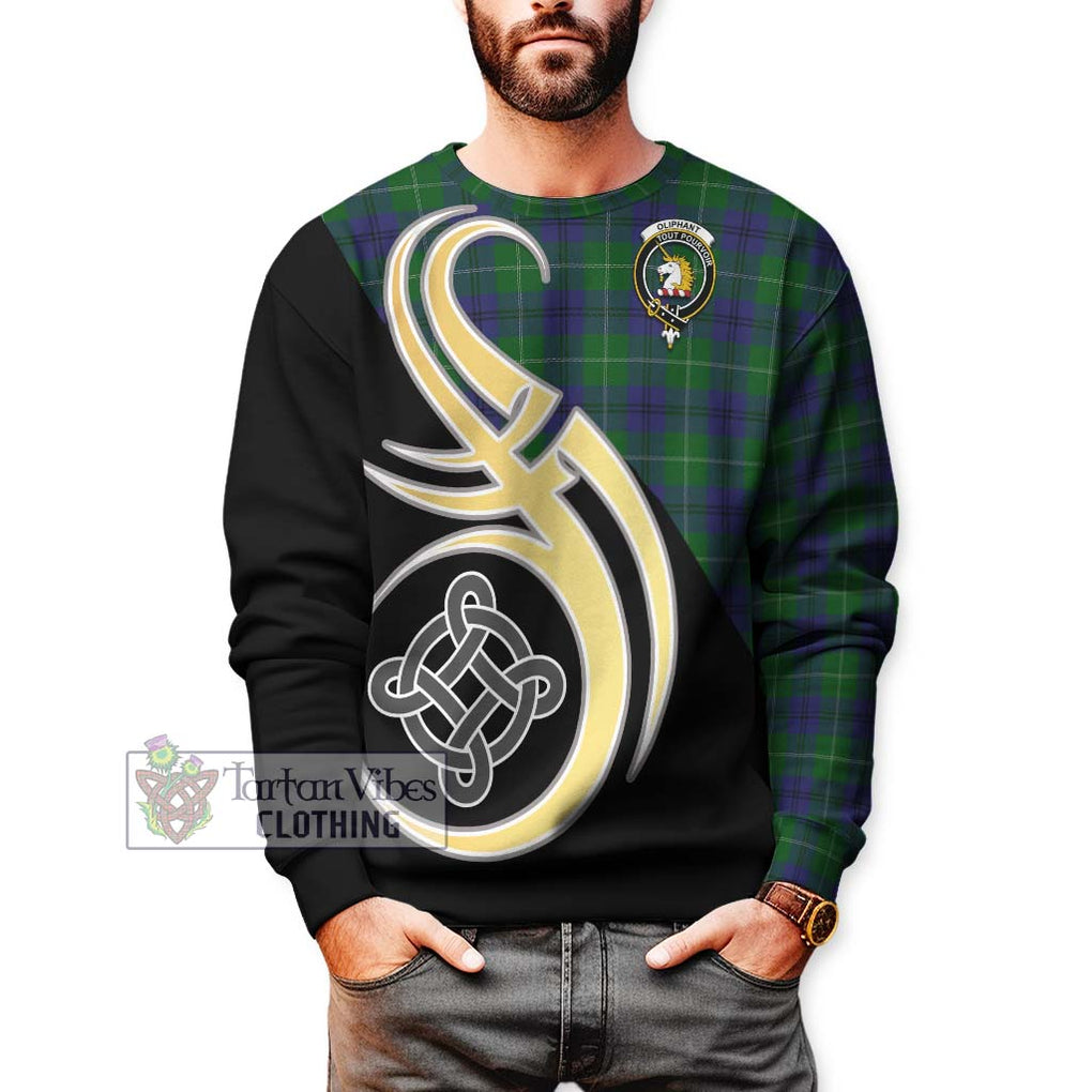 Oliphant Tartan Sweatshirt with Family Crest and Celtic Symbol Style Unisex - Tartan Vibes Clothing